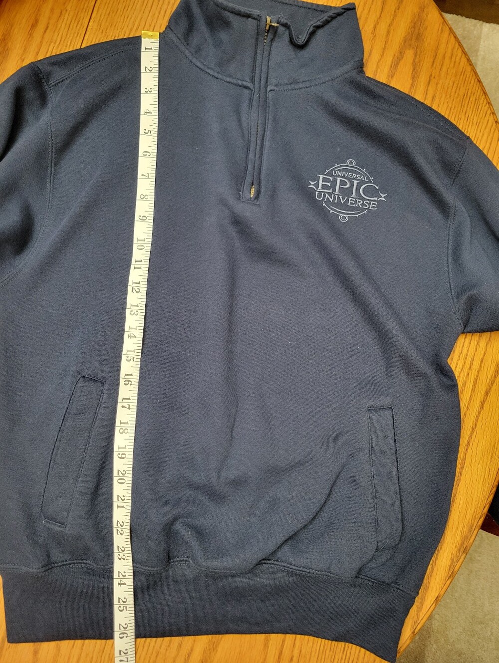 Universal Studios Epic Universe Quarter Zip Pullover Sweatshirt Navy Blue Small - Picture 7 of 8